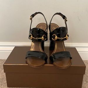 BLACK AUTHENTIC GUCCI HEEL SANDALS - size 37.5